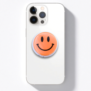 Orange Smiley Face Grip Phone Holder