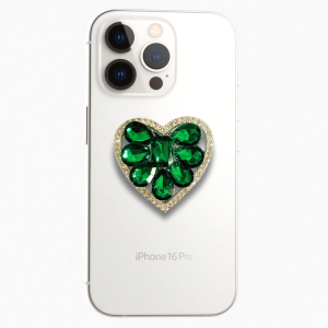 Green Gem Heart Grip Phone Holder