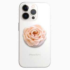 Beige Fabric Rose Grip Phone Holder