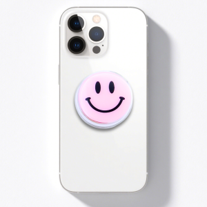 Pink Smiley Face Grip Phone Holder