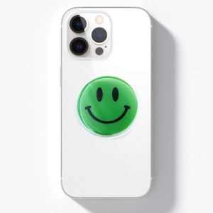 Green Smiley Face Grip Phone Holder