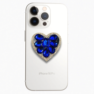 Blue Gem Heart Grip Phone Holder