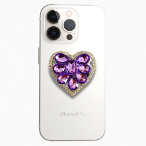 Purple Gem Heart Grip Phone Holder
