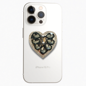 Black Gem Heart Grip Phone Holder
