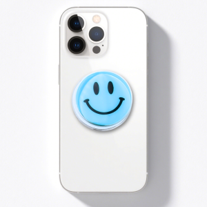 Light Blue Smiley Face Grip Phone Holder